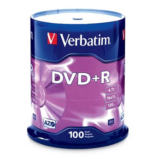 Verbatim DVD+R 4.7GB 16x AZO Recordable Media Disc - 100 Disc Spindle (FFP) - 97459, Branded, 100pk Spindle FFP
