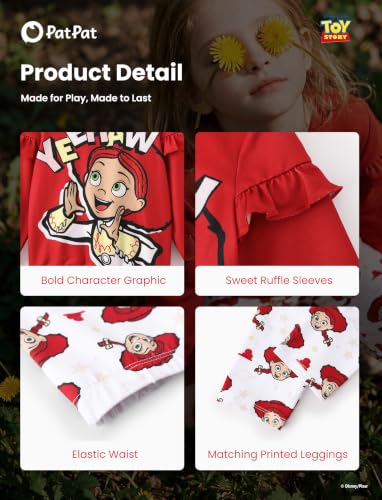 Image of Disney Girls Clothes Long Sleeve Sweatshirt Leggings Outfit 2 Piece Set | Officially Licensed丨Bold Character Print丨Ruffle Shoulder丨Comfy Fit丨Soft Feel丨Lightweight丨Bright Colors丨Mix & Match丨Gift-Ready