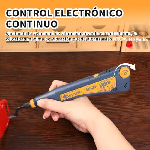 Miniatura 6 de Bucasso Lijadora Recíproca, Velocidad Variable Y Carga Usb Con Luz Led, Lijadora De Lápiz Con 6 Cabezales De Lijado, Ideal Para Lijar, Pulir, Acabar Y Manualidades Diy Azul