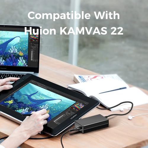 CASIMY 12V Drawing Tablet Adapter Compatible With Huion KAMVAS 22 Plus, Pro 24, Pro 20(2019), GS2201, GS2202, GT-240 Pen Graphics Tablet Display Screen K36V120300E2 Charger Power Cord Supply