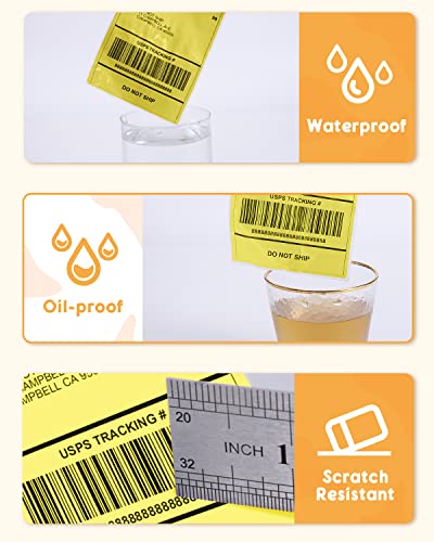 Memoking 4x6 Thermal Direct Shipping Label - 4\'\'x 6\'\' Fan-Fold Labels for Shipping Labels, Barcodes, Address, Mail, Product Logo Labels,Small Business Labeling, Yellow (500pcs)