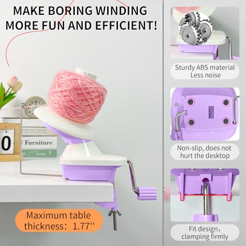 Image of SPEENSUN Yarn Winder, 3.5 OZ Easy-to-Install and Efficiently Yarn Spinner with Lower Noise, Robust ABS Material Ball Winder for Crochet and Knitting Lover for Yarns Below Size 5
