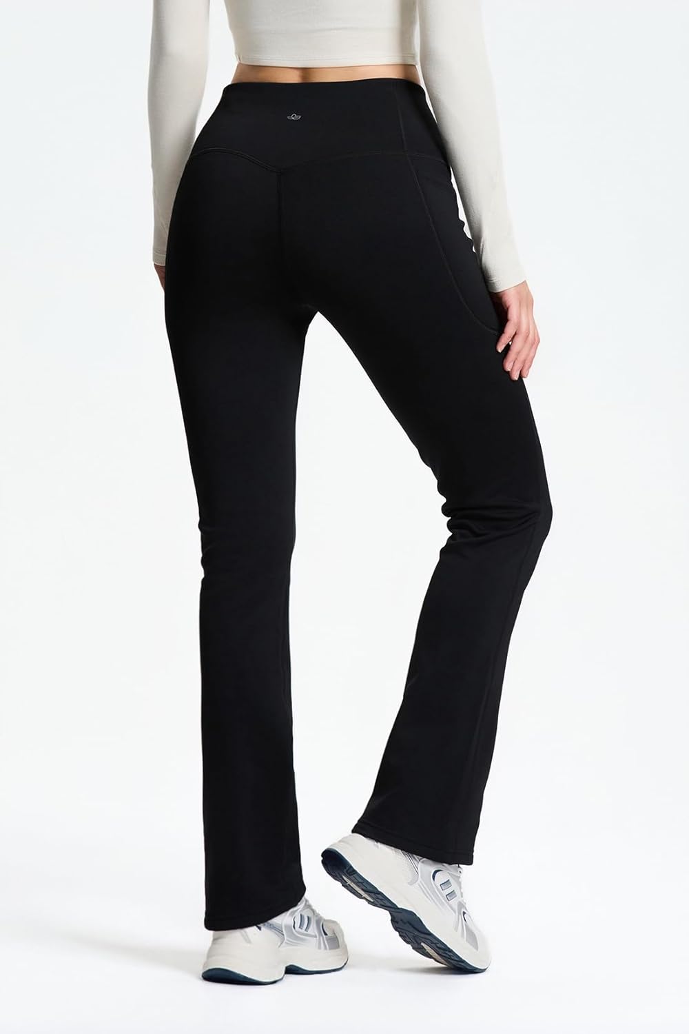 Yogipace Women's CozyWarmth Petite/Regular/Tall Thick Fleece Lined Bootcut Pants Thermal Flare Leggings with Side Pockets - Image 2