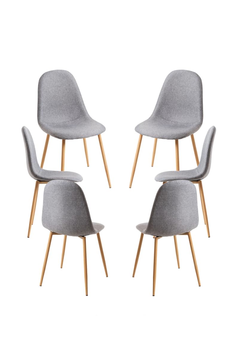 Regalos Miguel - Packs Sillas Comedor - Pack 6 Sillas Teok Tela - Gris Claro