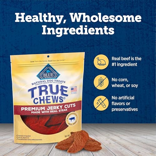 Blue Buffalo True Chews Premium Jerky Cuts Dog Treats, Made in The USA with Natural Ingredients, Beef, 30-oz Bag