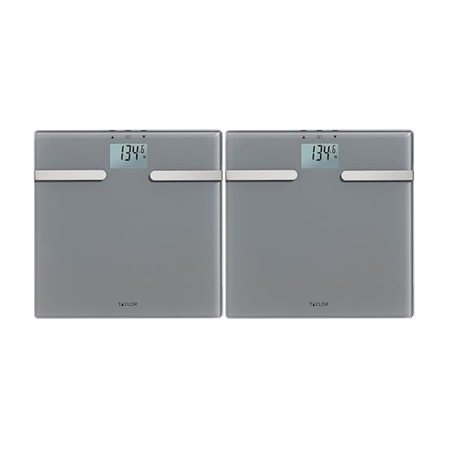 Taylor Glass Body Composition Digital Bathroom Scale, BIA Technology, Estimates Body Fat, Muscle Mass, and Body Water, 400 lb Capacity, User Recognition for 4 Users, Calming Blue