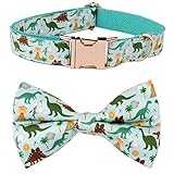 Dinosaur Dog Bow Tie Dog Collar ,Detachable Bowtie, Adjustable Collar for Small Medium Large Dogs