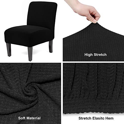 WOMACO Armless Accent Chair Slipcover Stretch Accent Slipper Chair Cover Removable Oversized Big Chair Furniture Protector Slip Cover for Home Hotel (Black, 1)