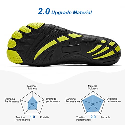 Hiitave Men Barefoot Water Shoes Beach Aqua Socks Quick Dry For Outdoor Sport Hiking Swiming Surfing Dark Gray/Green 9.5 M Us Men #TOP5
