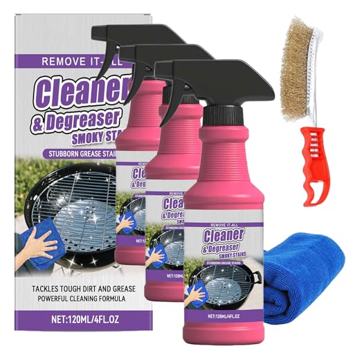 Diameleo Fast-Acting Heavy-Duty Grill Degreaser Spray, Heavy Duty BBQ Grill Degreaser, Professional Grade Stain Remover Easily Lifts Baked-On Carbon and Grease (3PC)