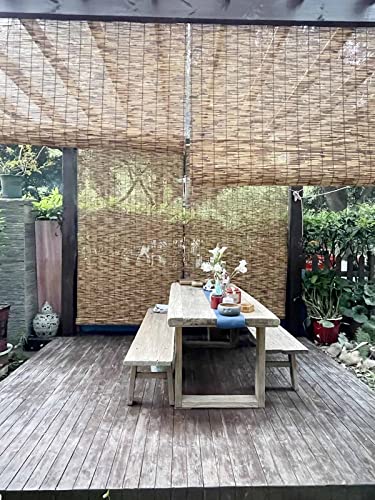 Sunshades Bamboo Roll Up Window Blinds For Outdoor/Indoor, Natural Handwoven Translucent Roller Reed Shade, Roman Window Blind With Lifter, Easy To Hang, Cocoa 20-57In W 24-92In L #TOP3