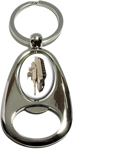 GRAPHICS & MORE M1A1 Abrams - Tanque blindado de batalla principal, metal cromado con diseño ovalado giratorio, llavero