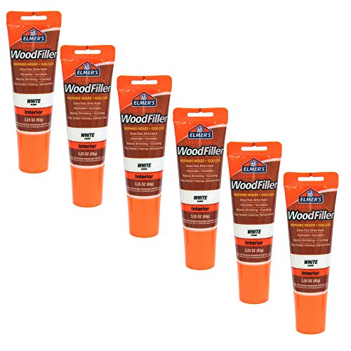 Elmers E855 Carpenters Wood Filler 3.25-Ounce Tube White - 6 Pack