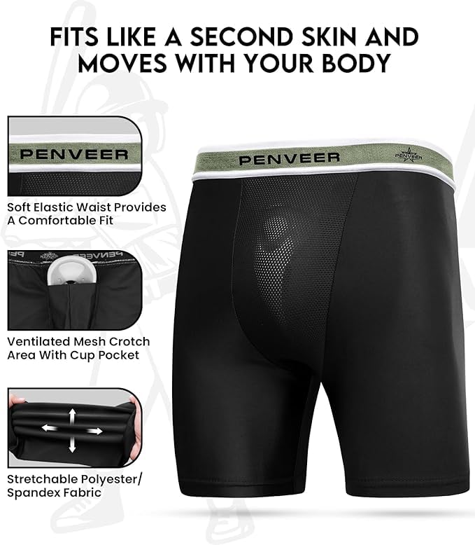 Youth Compression Shorts with Protective Cup - Boys Cup Underwear with Cup, Boys Compression Shorts2