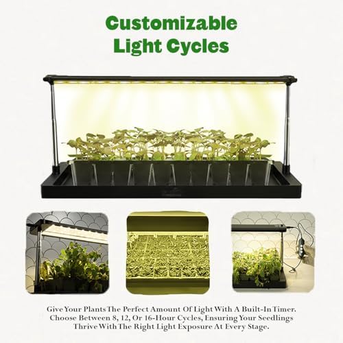 Epic Gardening Seed Starting Grow Light - Full-Spectrum LED with Adjustable Height & Integrated Tray for Indoor Seedlings | Energy-Efficient, Long-Lasting Light with Timer (Standard)