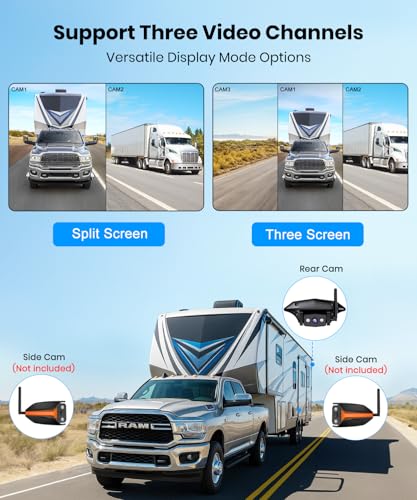 AUTO-VOX Wireless Reversing Camera Kit: HD 1080P 7.2" Reverse Camera with DVR System, Stable Signal, IR Night Vision, 3-Channels Wide Angle Rear View Camera for Motorhome/Caravan/Trailer/Fifth Wheels - Image 6