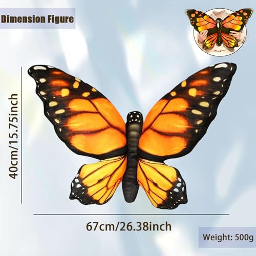 Oreiller Papillon | Coussin Papillon 3D Jaune en Peluche Douce pour Lit - 8