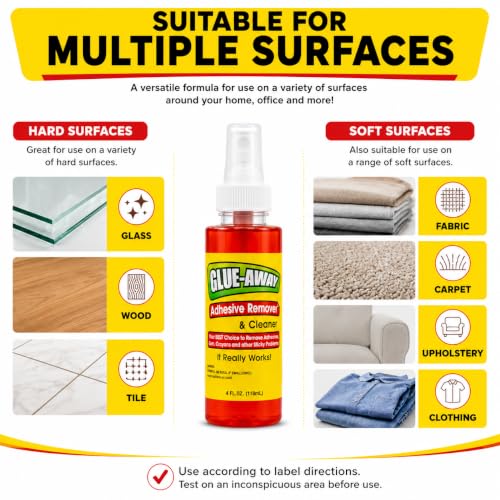La's Totally Awesome Glue Away Adhesive Remover & Cleaner Spray, Adhesive, Sticker & Glue Remover, Removes Labels Residue, Tape Residue, Gum, Crayon, Wax & Tree Sap, Multi-Surface, 4 Fl Oz (Pack of 6) - Image 3