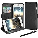 iPhone 6 Case, LK [Kickstand Feature] iPhone 6 4.7 inch Wallet PU Leather Case Flip Cover Case Built-in Card Slots & Stand + Stylus Pen (Black)
