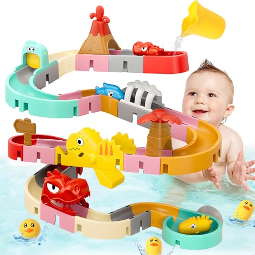 YGJT Juguetes Piscina Bebe 2 3 4 5 6 años, 48 Piezas Juguetes Bañera Bebé con Pista de Bolas DIY, Juguetes Agua baño Bebe con Ventosas, Regalos para Niños y Niñas