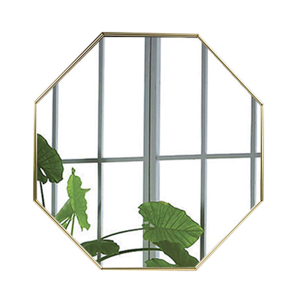 TYUHDUYUR Metal Octagon Cruise Mirror for Shaving/Make Up Gold Framed Wall Mounted Hanging Vanity Mirror Simple Home Decorative Diameter 60cm for Living Room Bathroom