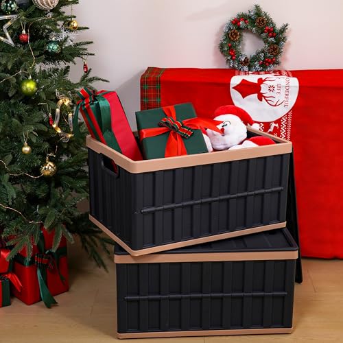 Citylife 64L Collapsible Storage Bins with Lids Plastic Storage Containers for Organizing Stackable Storage Box Large Heavy Duty Utility Crates, 2 Packs - Image 5