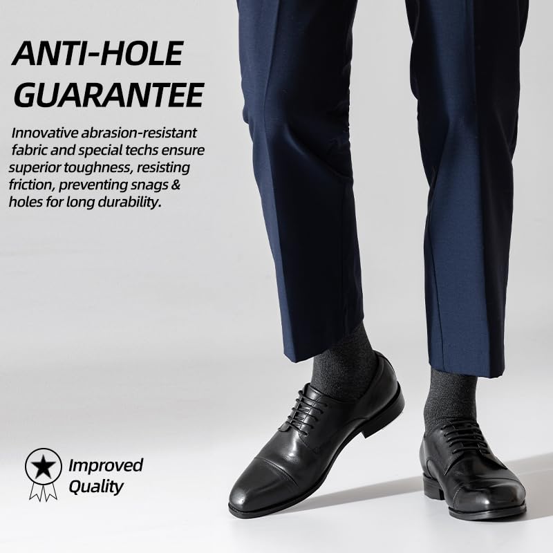 Mens black dress socks size 9-12,Plain polo crew cotton socks,6 pairs,Gift BOX, Comfortable and breathable2