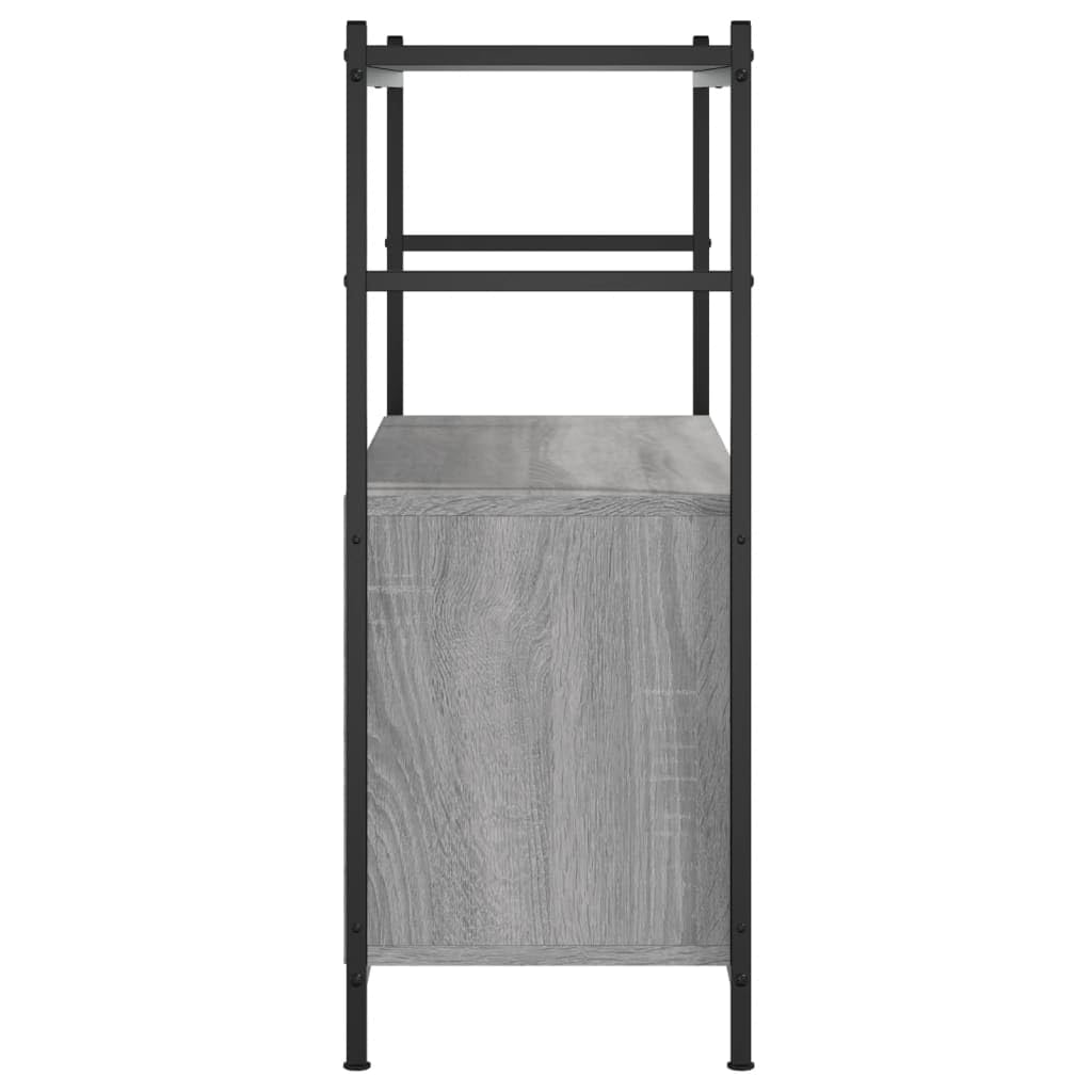 Estantería gris Sonoma 80 x 30 x 78,5 cm, estantería de pie de madera y hierro, estable estantería de oficina de estilo industrial, robusta estantería de salón para libros y decoración