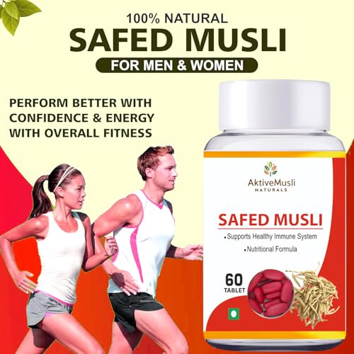 Image of Safed Musli - 60 Tablets | Ayurvedic Herbal Supplement for Muscle Strength