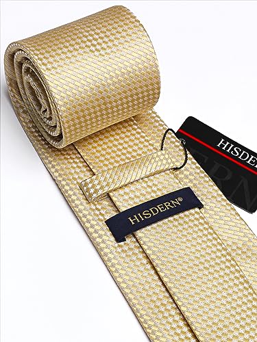 Image of HISDERN Mens Striped Tie and Pocket Square Set Necktie for Men | soft smooth texture, wrinkle-free, neat hand-tied knot, gifting ready, regular 3.4 width, coordinated look, business wedding