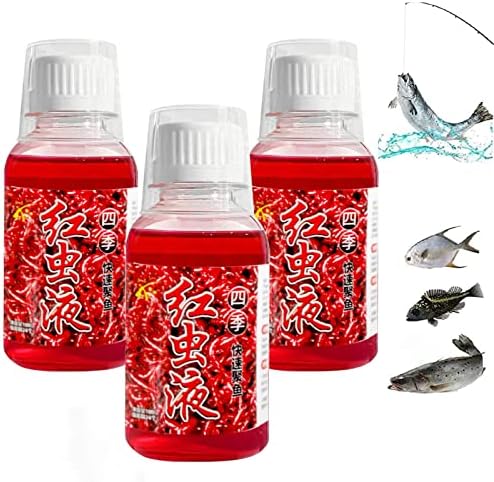 WIUKHDOO Red Worm Scent Fish Attractants for Baits,Red Worm Liquid Bait Concentrated Fishing Lures Baits Red Worm Scent,100ml Chinese Red Worm Liquid for Crucian Carp Tilapia Codfish(3PCS)