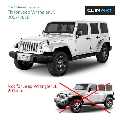 Image of CLIM ART in-Channel Incredibly Durable Rain Guards for Jeep Wrangler JK 2007-2018, Original Window Deflectors, Vent Window Visors, Vent Deflector, 4 pcs. - 607169