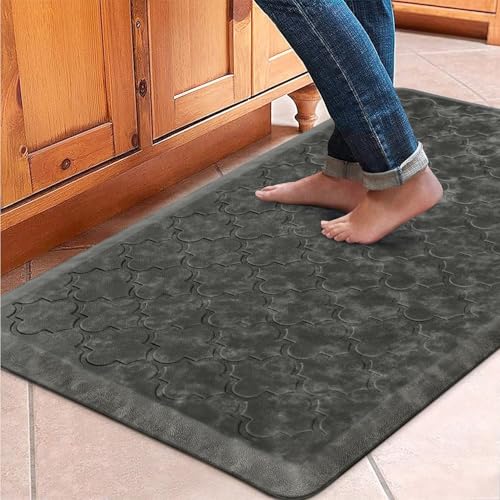 WISELIFE Kitchen Mat Cushioned Anti Fatigue Floor Mat,20"x39", Thick Non Slip Water Resistant Kitchen Rugs and Mats,Heavy Duty Foam Standing Mat for Kitchen,Floor,Home,Desk,Sink, Grey