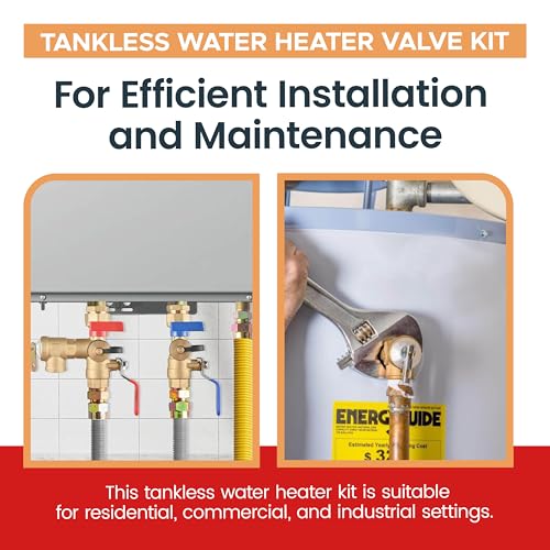 CMI Inc - 3/4 Inch IPS Female Threaded Complete Tankless Water Heater Valve Kit with Pressure Relief Valve Water and Gas Connectors - Compatible with Most Tankless Water Heater Brands