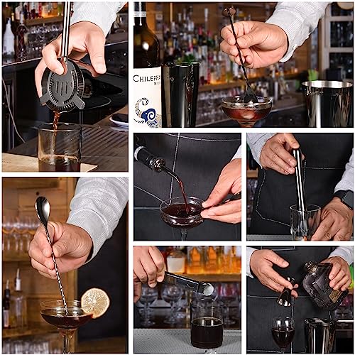 Esmula Kit de Barman com Suporte Elegante, Conjunto de Coqueteleira Boston de 12 Peças de 20 Oz/25 O