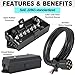CXTM 7 Pin Trailer Wiring Harness Kit 6 Feet, 7 Gang Waterproof Junction Box with Heavy Duty 7 Way Trailer Cord Pigtail, Double Prongs Connector Inline Cable for RV Standard (6ft)
