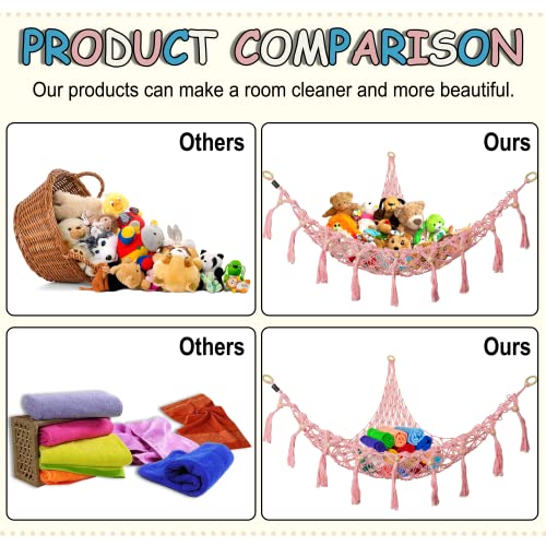 Coipdfty Giant Stuffed Animal Net Or Hammock,Hand-Made Macrame With Tassel Toy Net Hammock For Stuffed Animals,Hanging Boho Corner Plush Toys Display Net Holder,For Playroom Nursery Decor #TOP3
