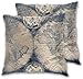 Housse de coussin carrée avec motif carte du monde antique, champagne, doré, bleu marine, 45 x 45 cm