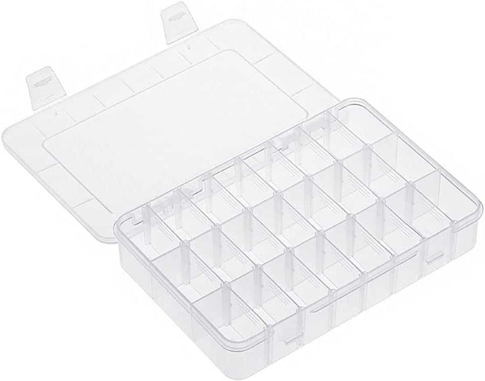 24 Grids Clear Storage Box with Compartment, Plastic Jewellery