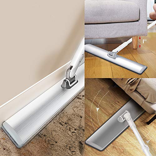BOOMJOY Microfiber Mop for Floor Cleaning, 24" Widened Aluminum Head, 51"Long Adjustable Stainless Steel Handle, Dust Mop for Hardwood, Laminate & Tile, Wooden Cleaning, 2 Microfiber Pads Included - Thumbnail 4
