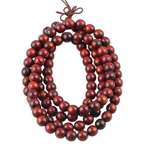 SUNYIK Blood Sandalwood 108 Tibetan Buddhist Mala Bracelet Beaded Prayer Bead(8mm)