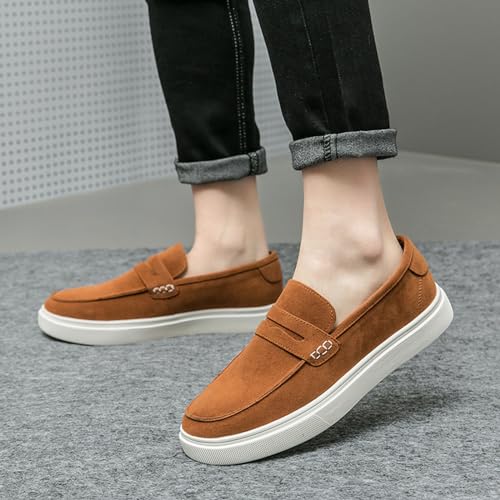 Men's Fashionable Business Anti Suede Loafers Retro Comfortable Suede Lightweight and Breathable Casual Boat Shoes 6
