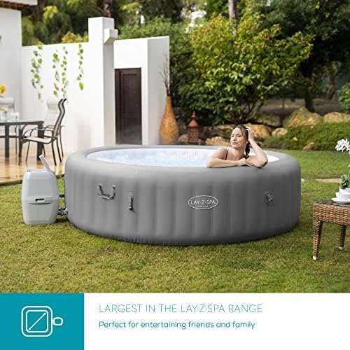 Lay-Z-Spa Grenada 190 AirJet Massage System, Inflatable Hot Tub with Freeze Shield Technology, 6-8 Person, Grey