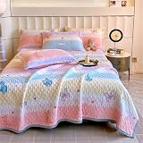 Chickwin Colcha Acolchada, Colchas Acolchados Franela Colcha de Patchwork Cubrecama Colcha Edredón Reversible Sobrecama para Cama Individual Matrimonio (230x250cm,Mariposa)