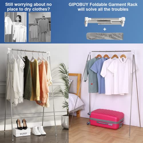 Gipobuy Portable Clothes Rack Travel Garment Rack, Foldable Collapsible Clothing Rack, Folding Portable Garment Rack For Dance, Painting, Travel, Drying, Camping, Mini Small Coat Rack (Non-Heavy Duty) #TOP2