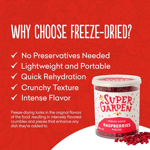 Super Garden Freeze Dried Raspberries & Strawberries 4 Pack | Crunchy Favourite Freeze Dried Berries | Perfect for Snacking, Topping, or Baking | Space and Astronaut Fruit | Gift Set | 3.8oz