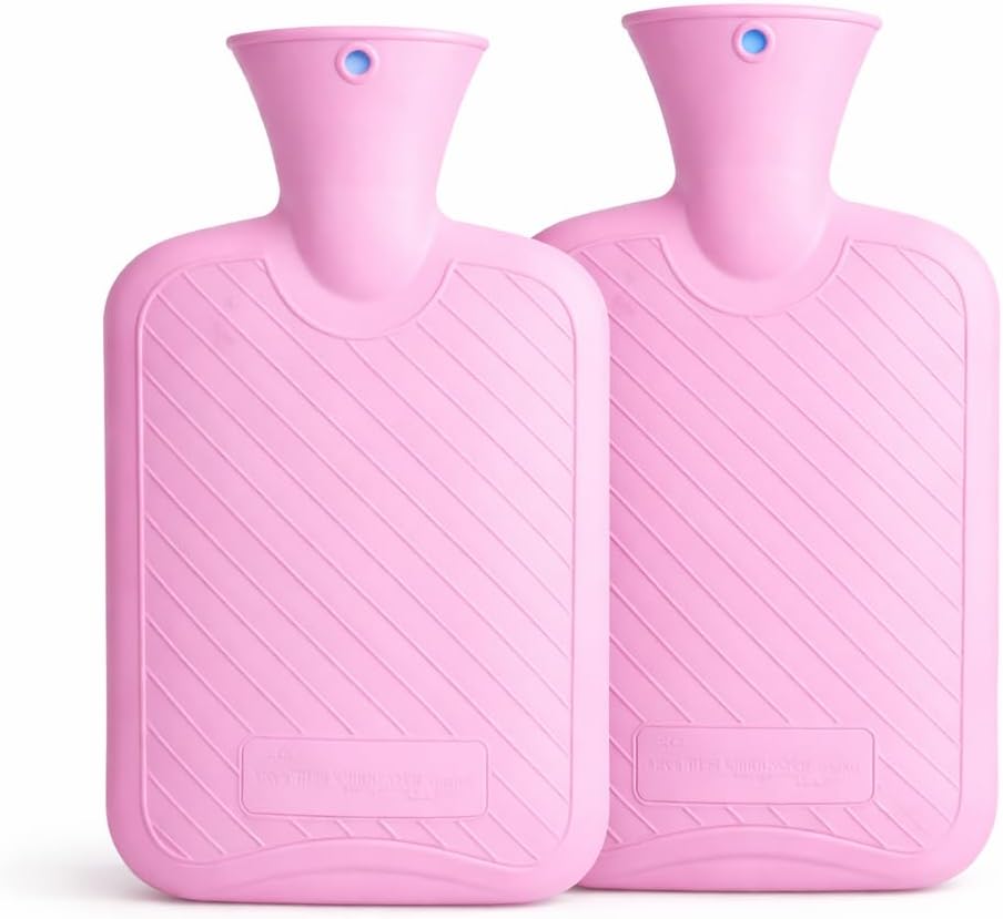 Rubber Hot Water Bag Combo Pack (1 & 2 Litre) for Hot and Cold Therapy | Non Electric Heating Bottles for Pain Relief Period Cramps Muscle Aches Back Neck Shoulder Comfort | Leak Proof Design