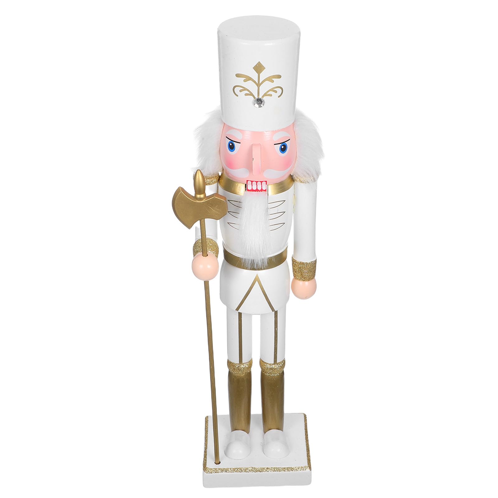 Casse-Noisette en bois blanc ULTECHNOVO 38cm, déco traditionnelle de Noël stable