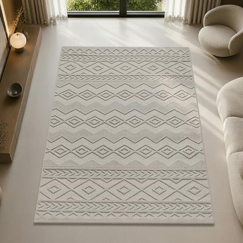 Tapis de couloir Boho Loop géométrique beige 80x250 pour sol chauffant - 2