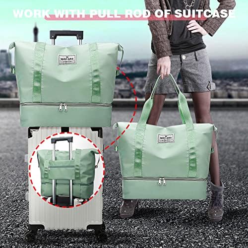 MOCARE Travel Gym Tote Bag, Sports Duffel Carry on Bags for Women, Foldable Overnight Shoulder Weekender Shopping Hospital Beach Handbag with Shoes Compartment (Mint Green) 5 MOCARE Travel Gym Tote Bag, Sports Duffel Carry on Bags for Women, Foldable Overnight Shoulder Weekender Shopping Hospital Beach Handbag with Shoes Compartment (Mint Green)
